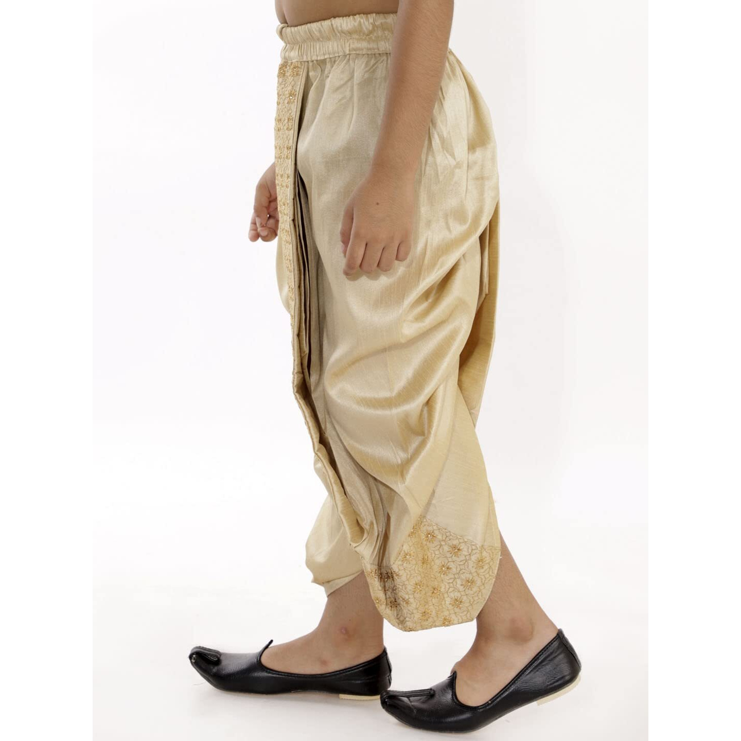 VASTRAMAY Boys' Gold Traditional Embroidered Dhoti_VASBDT010GO_20