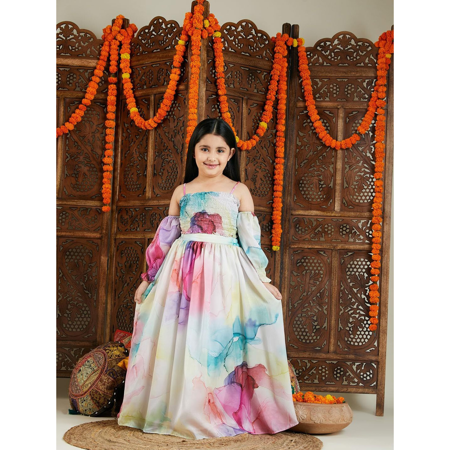 VASTRAMAY Girls' Multi color Lehenga_VTWGLC016MC_32