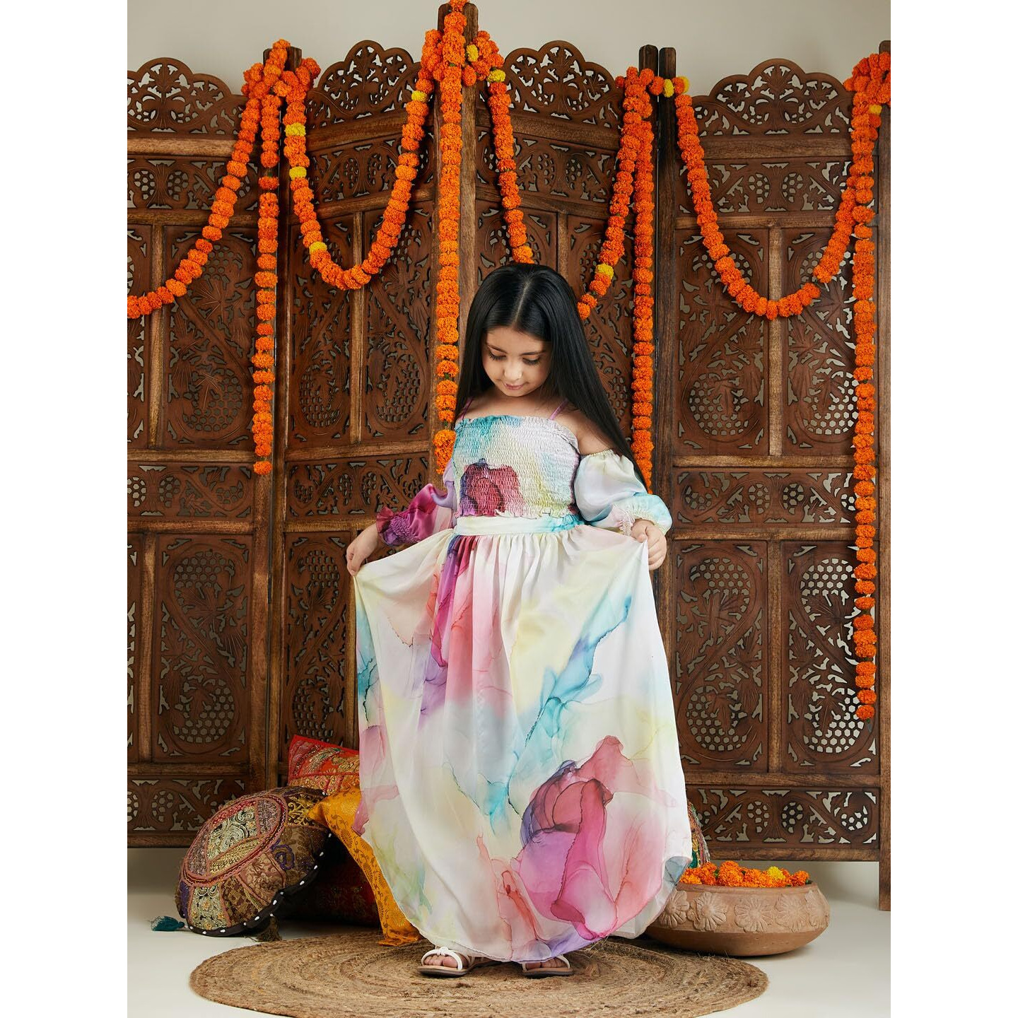 VASTRAMAY Girls' Multi color Lehenga_VTWGLC016MC_32