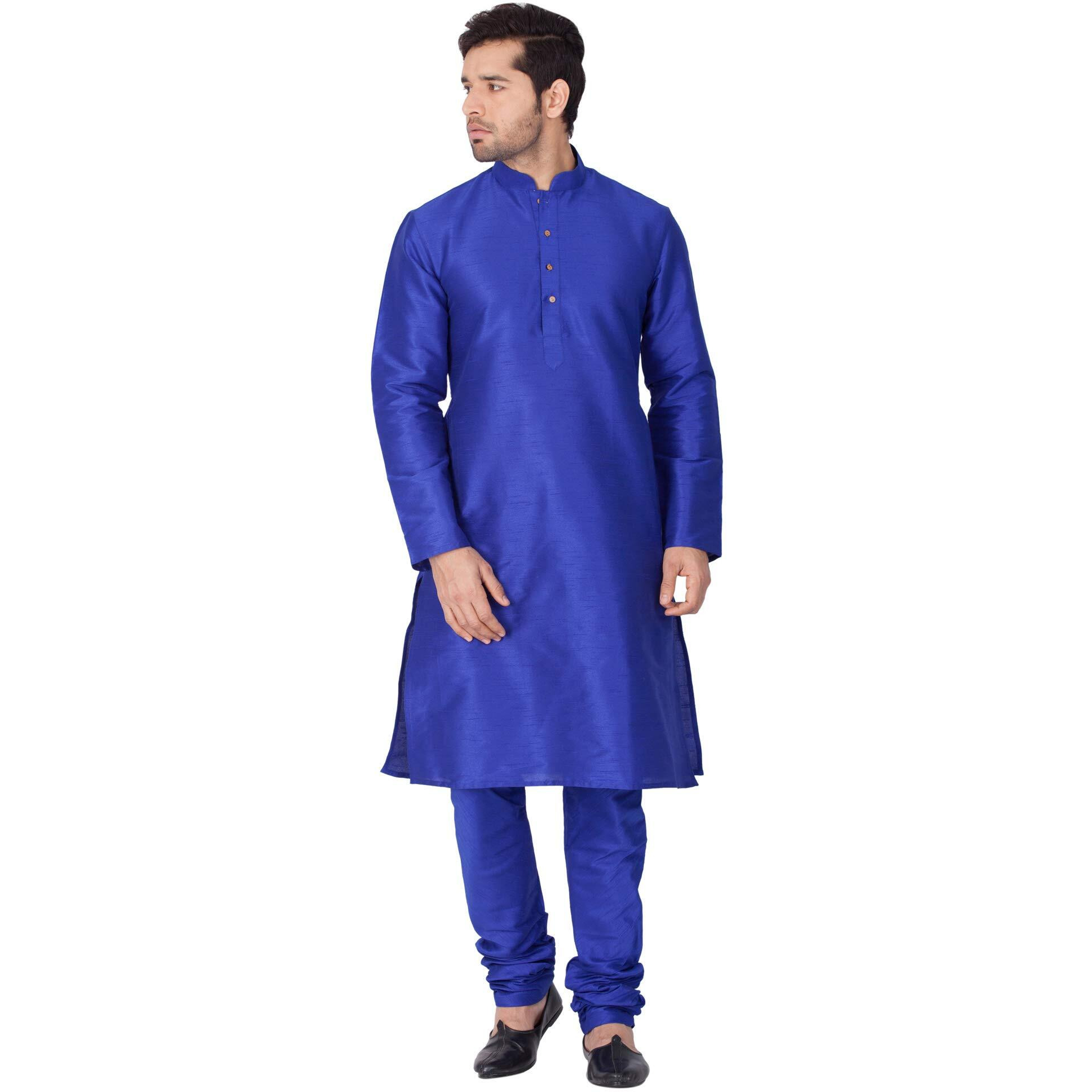 VASTRAMAY Mens Cotton Silk Regular (Blue_VASMKBU001nPBU_46)