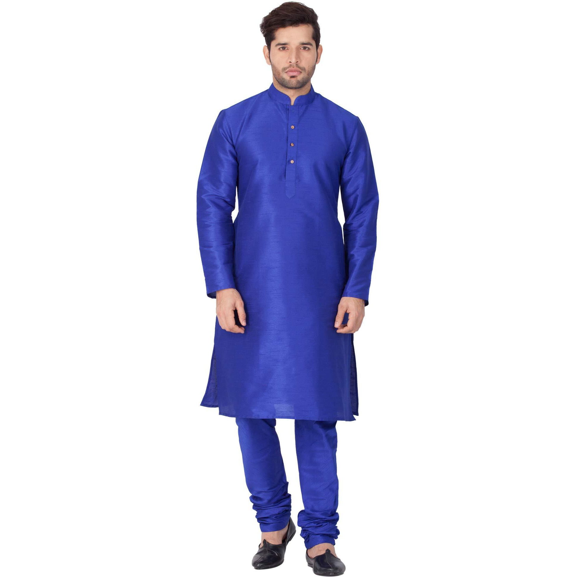 VASTRAMAY Mens Cotton Silk Regular (Blue_VASMKBU001nPBU_46)