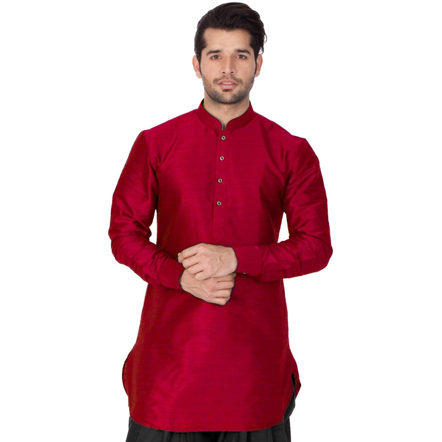 VASTRAMAY VM Mens Silk Blend Maroon Kurta - Elegance for Festivals & Events_VASMUK001MA_40