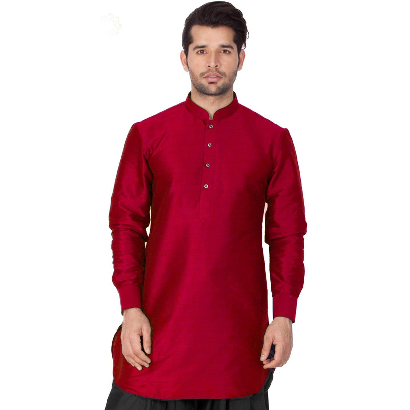 VASTRAMAY VM Mens Silk Blend Maroon Kurta - Elegance for Festivals & Events_VASMUK001MA_40