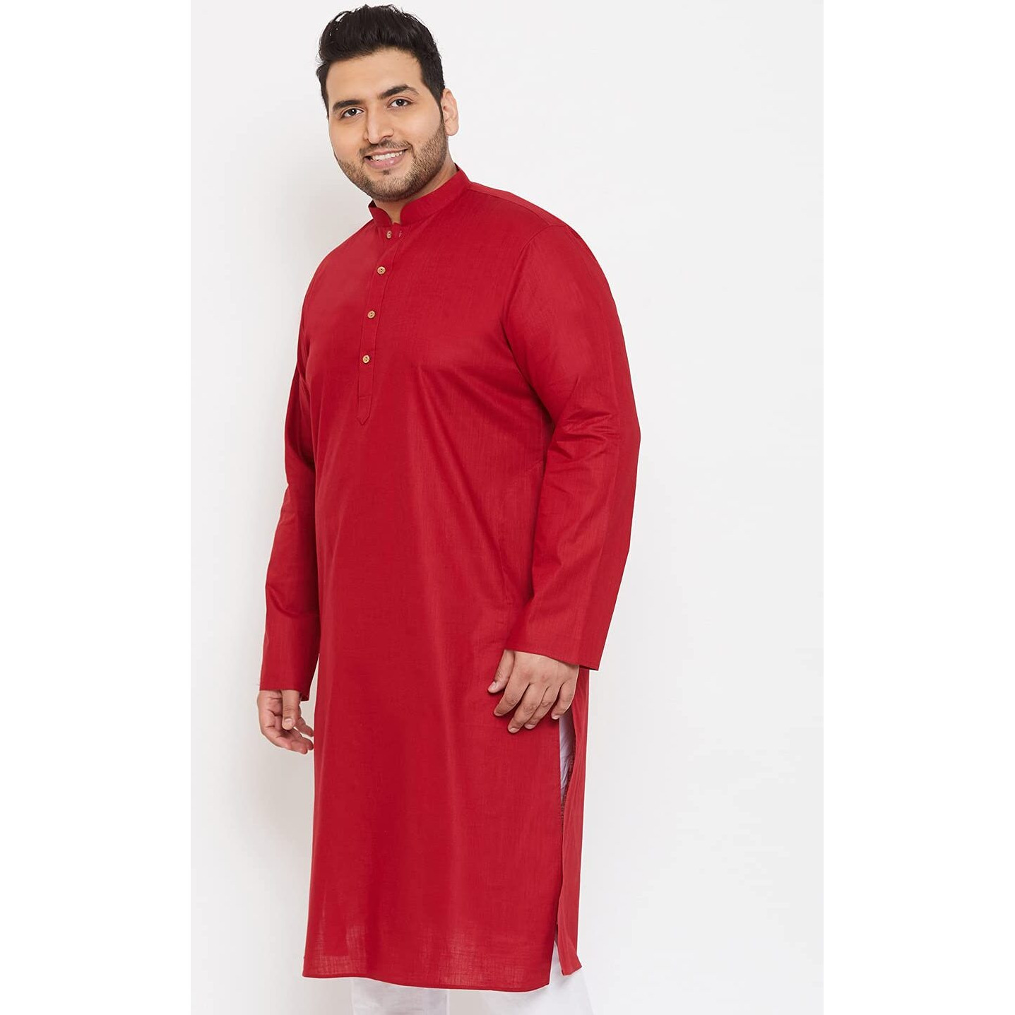 VASTRAMAY Plus Mens Cotton Blend Maroon Kurta - Timeless Elegance for Festivals & Events_VPLUSMK007MA_44