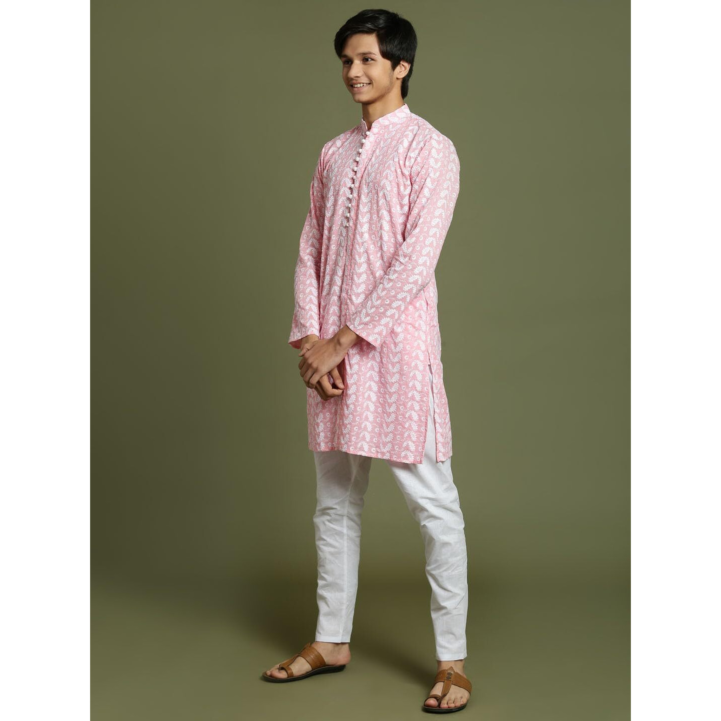 VASTRAMAY Lucknowi Chikankari Cotton Kurta Pyjama Set for Boys  Festive Wear for Holi & Eid