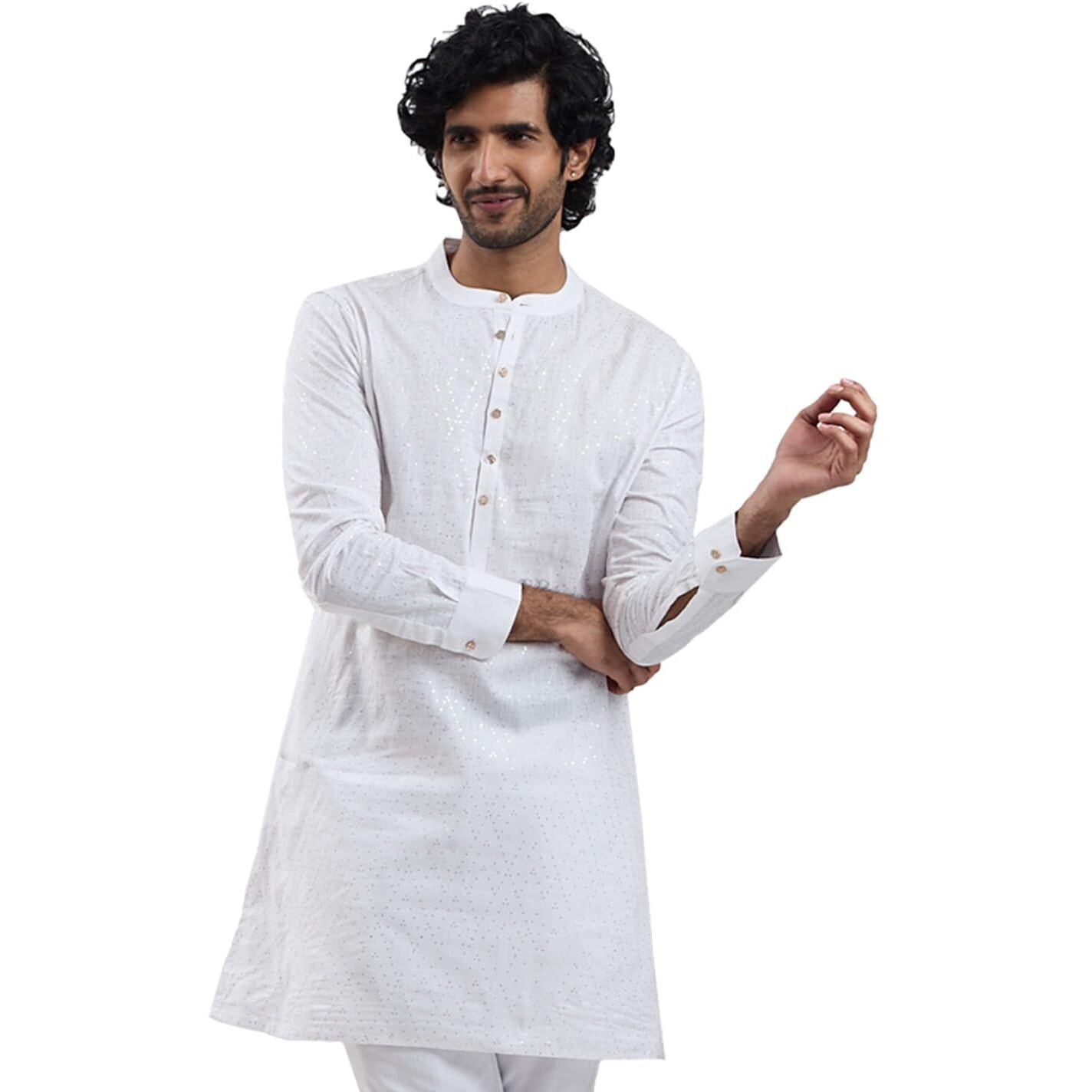 VASTRAMAY Men's White Cotton Kurta_VASMK307WH_40