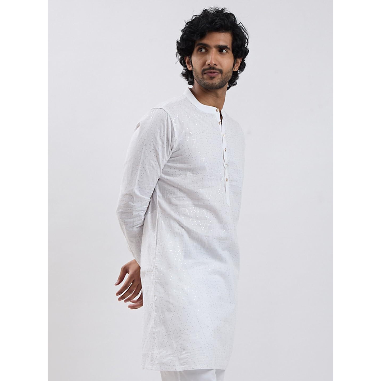VASTRAMAY Men's White Cotton Kurta_VASMK307WH_40
