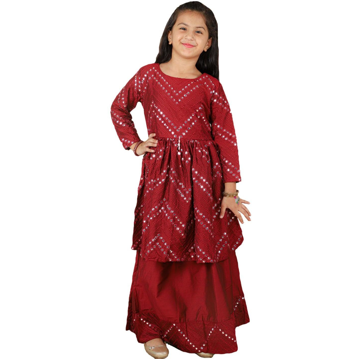 VASTRAMAY Girls' Red Lehenga Set_VASGLC012MA_30L