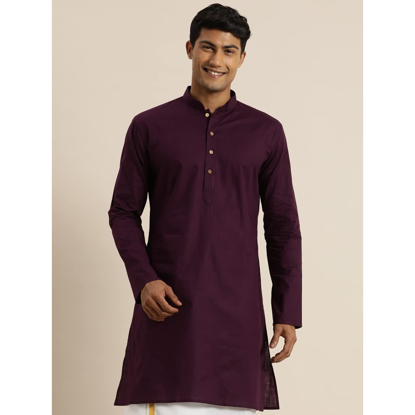 VASTRAMAY Men's Purpe Cotton Kurta_VASMK135PU_42