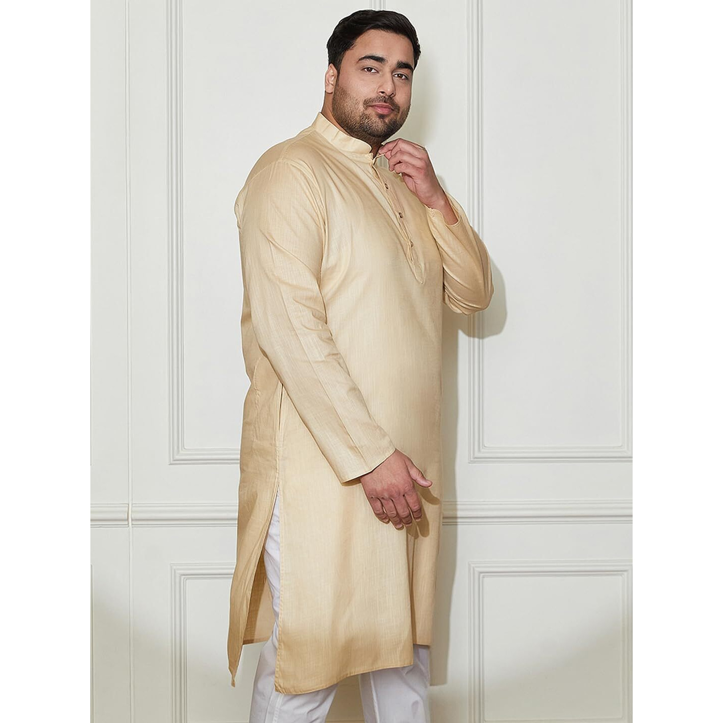 VASTRAMAY Mens Ethnic Kurta  Stylish & Comfortable for All Occasions Beige