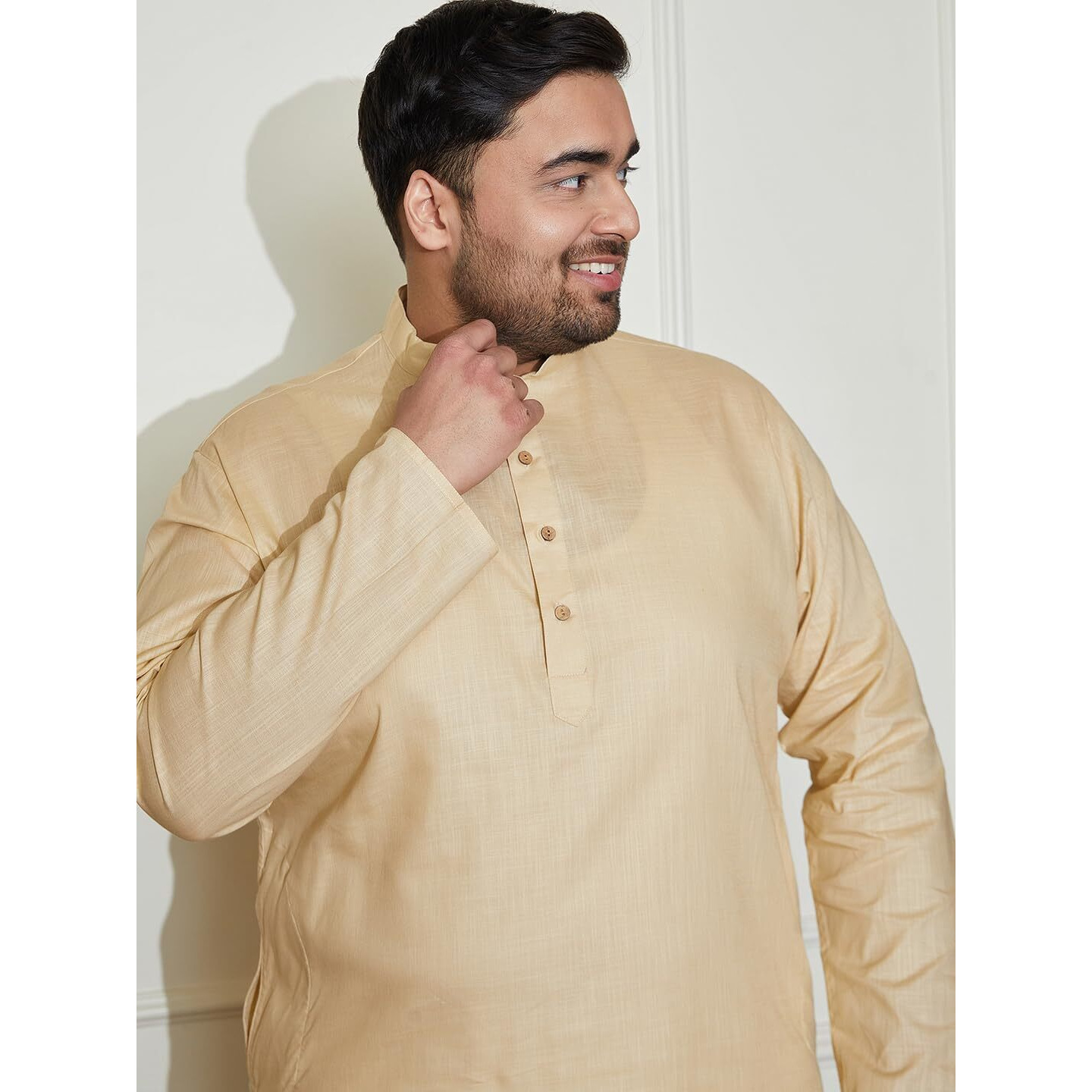 VASTRAMAY Mens Ethnic Kurta  Stylish & Comfortable for All Occasions Beige