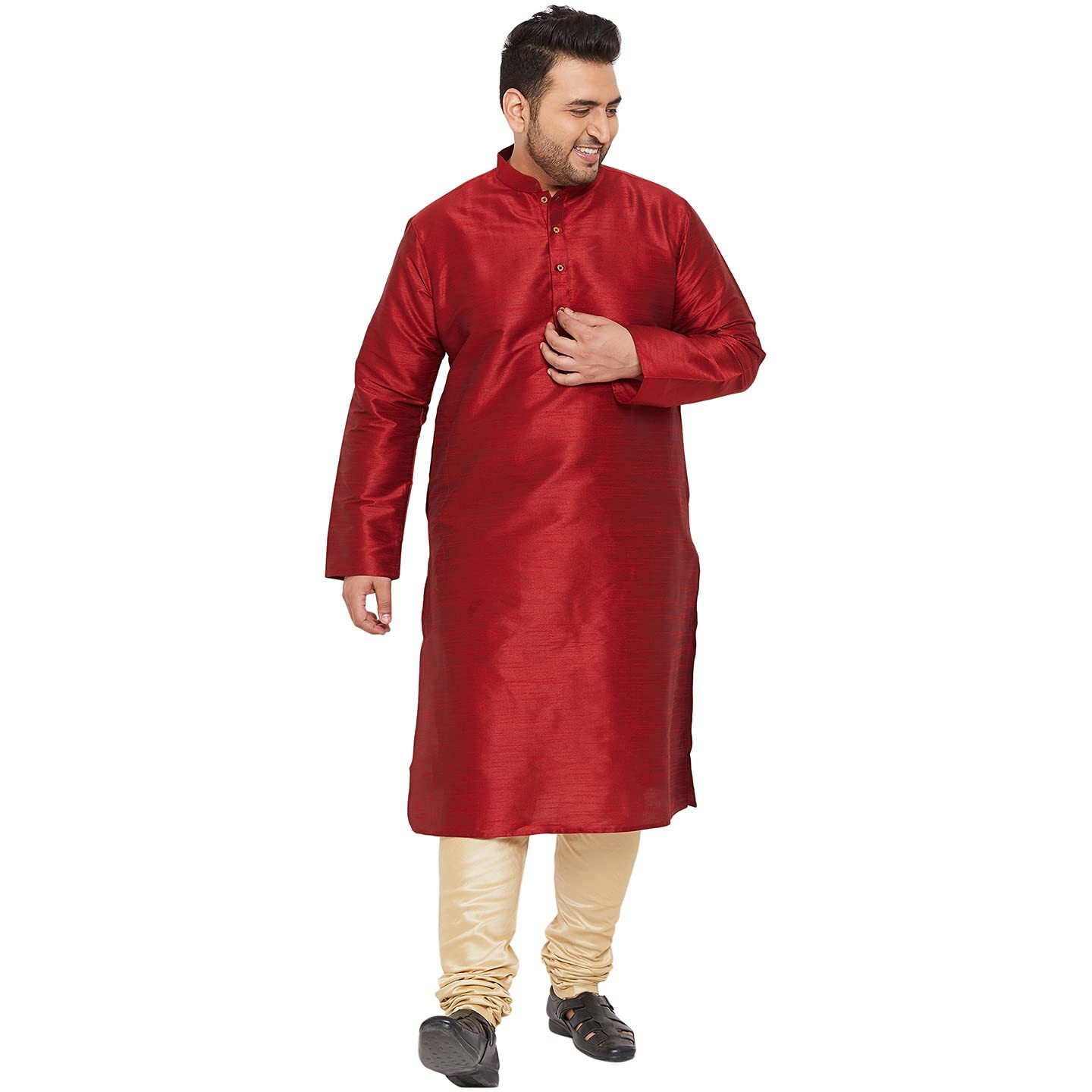 VASTRAMAY Plus Size Men's Silk Blend Kurta Set-New