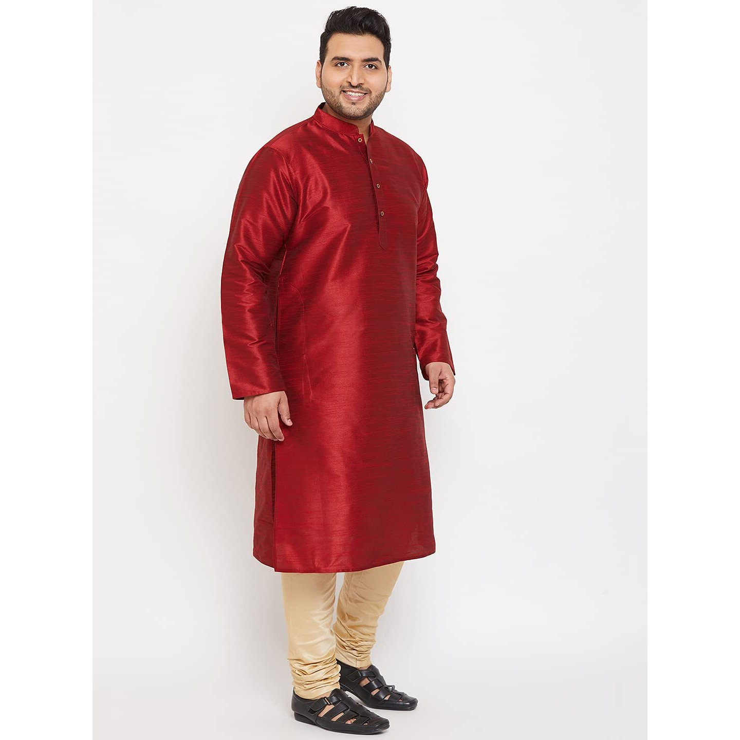 VASTRAMAY Plus Size Men's Silk Blend Kurta Set-New