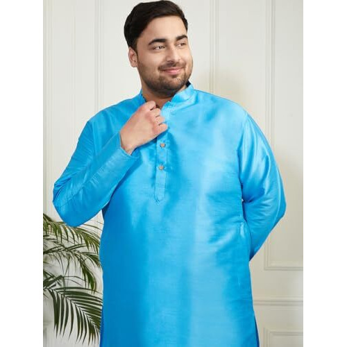 VASTRAMAY Mens Banarasi Silk Kurta  Soft & Comfortable Ethnic Wear Aqua