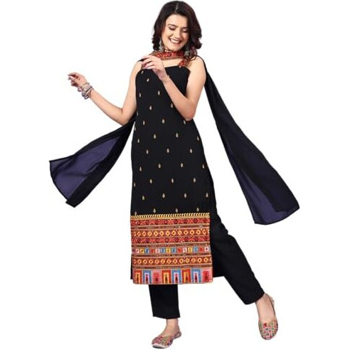 Wedani Black Georgette Embroidered Kurta Set for Women