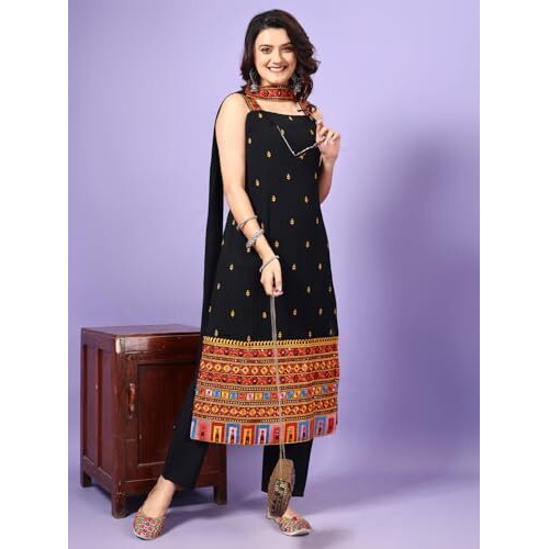 Wedani Black Georgette Embroidered Kurta Set for Women