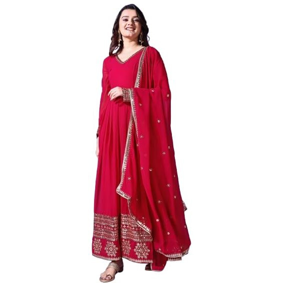Wedani Georgette Anarkali Kurta for Women Pink