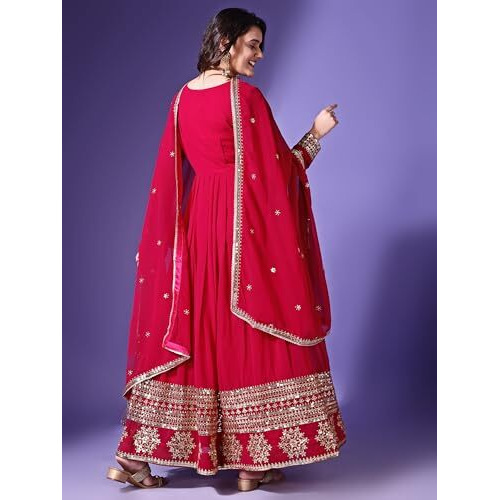 Wedani Georgette Anarkali Kurta for Women Pink