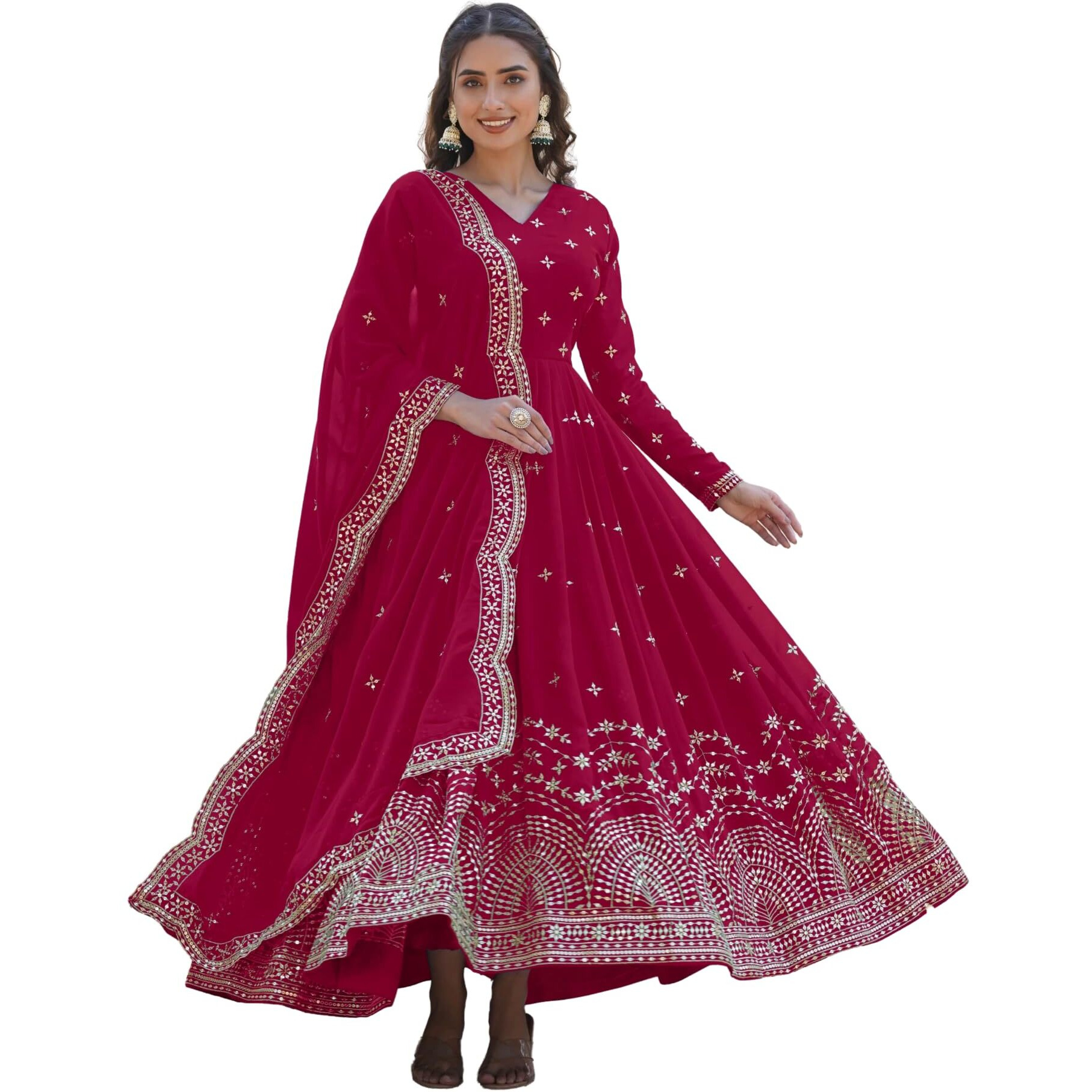 Wedani Georgette Anarkali Kurta Set with Dupatta For women