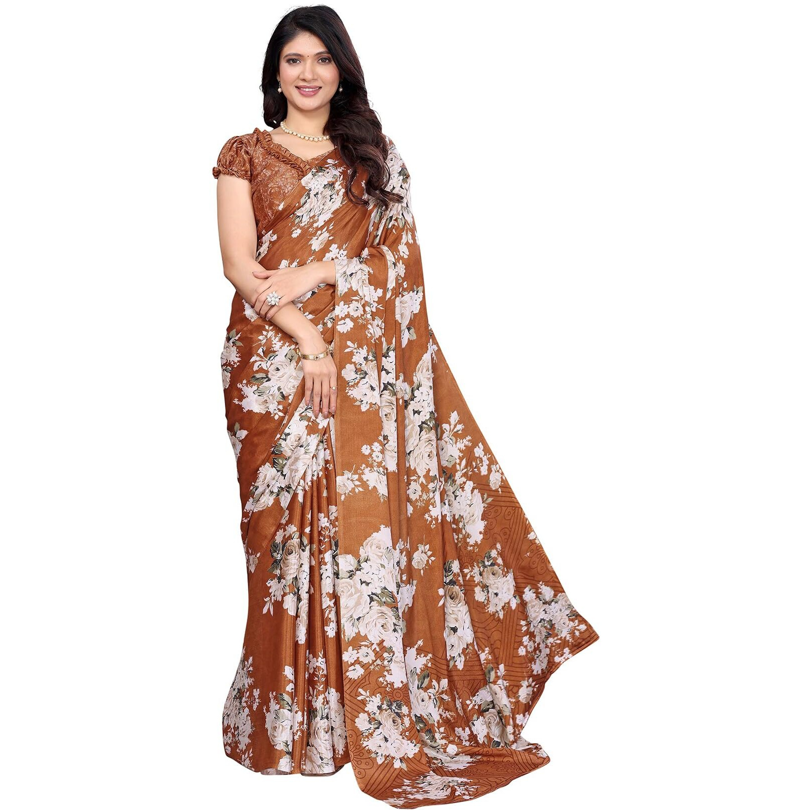 Yashika Women's Tussar Silk Printed Saree With Blouse Material |saree for Women | saree collection 2025 | New Sari | Latest Saree (AZ-YS-P1-ZEHRA ORANGE)