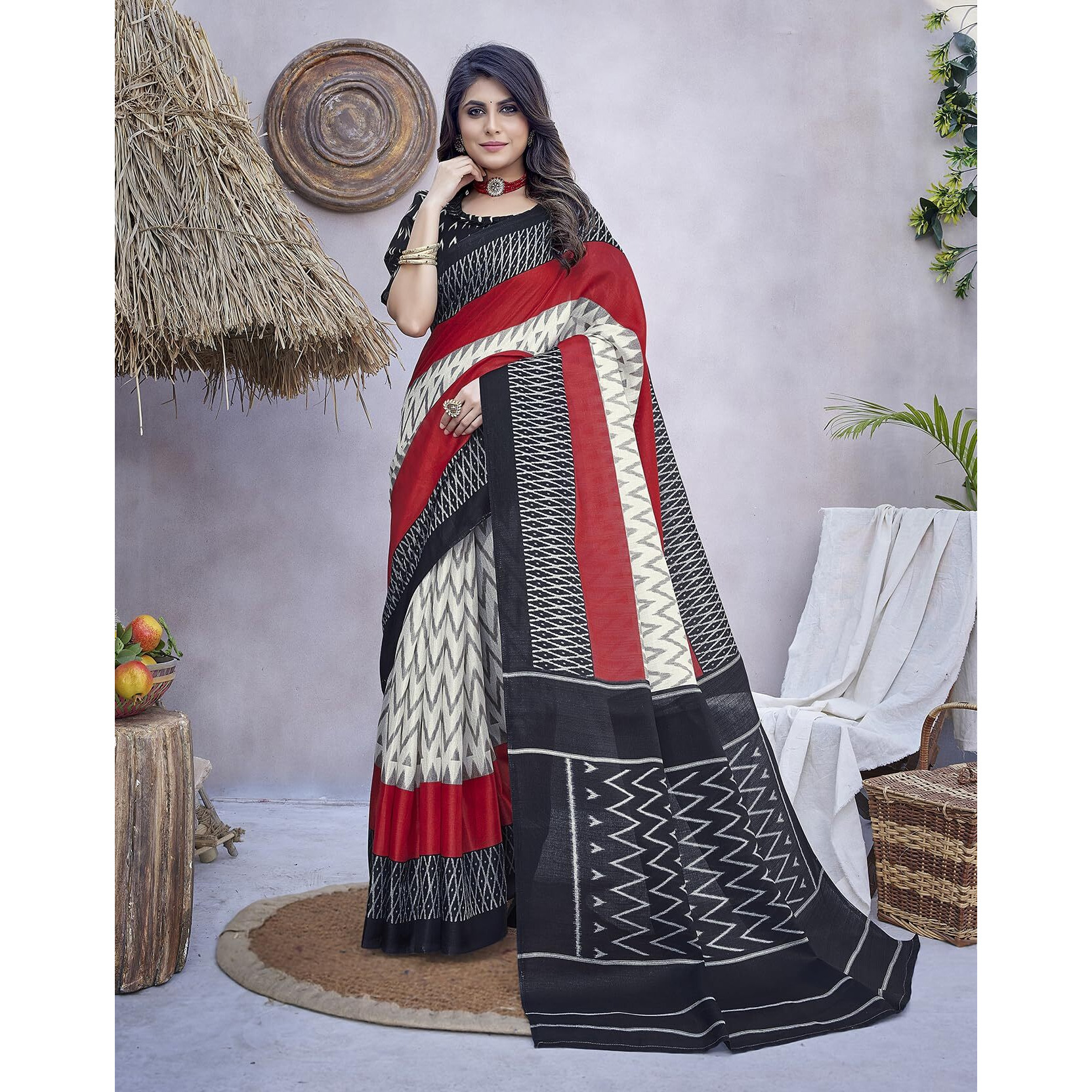 Yashika Women's Printed Trendy Art Silk Saree with Blouse Material||Black Coloured Art Silk Saree||AZ-YS-P4-INSTA BLACK