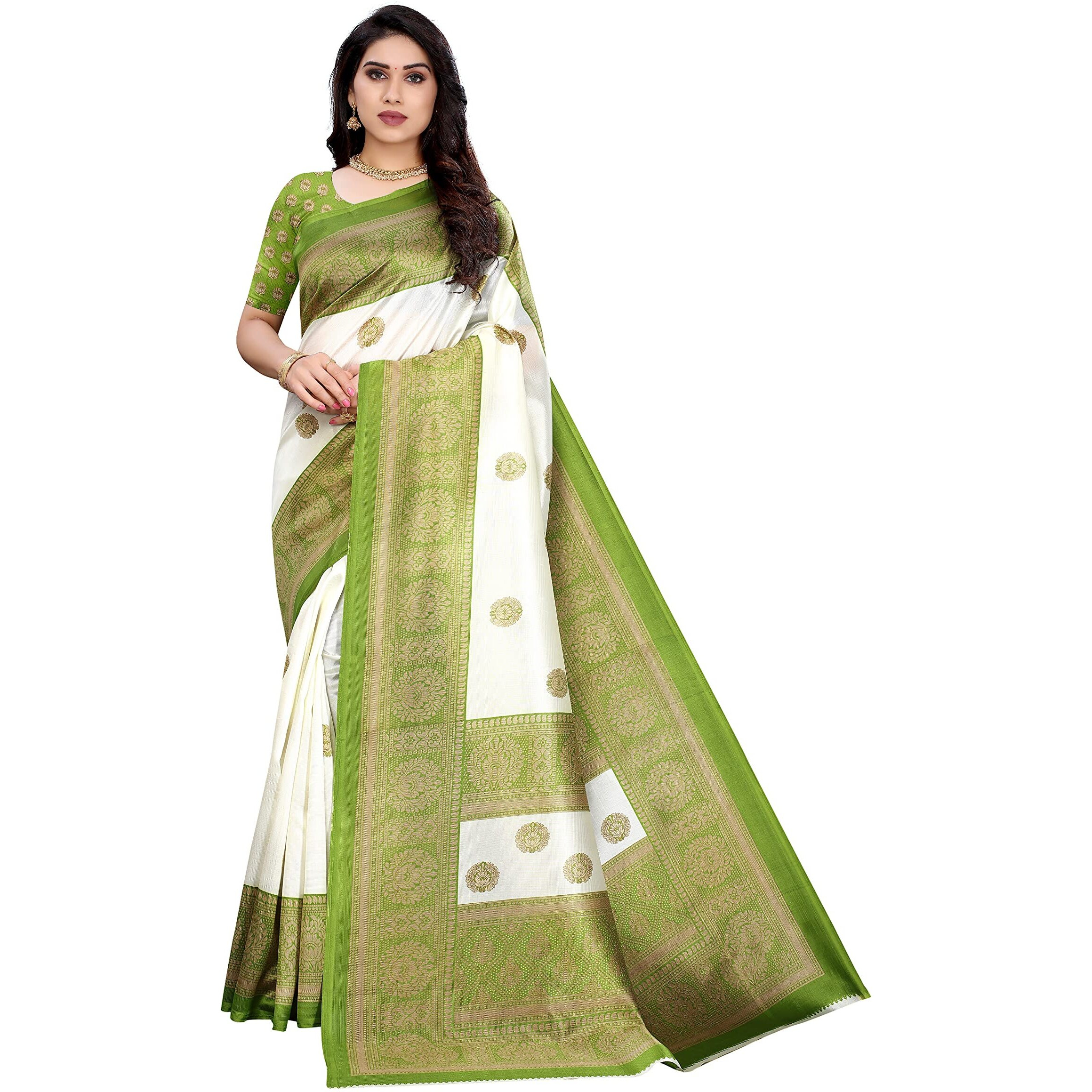 Yashika Women's Art Silk Saree (AAMRAPALI Green