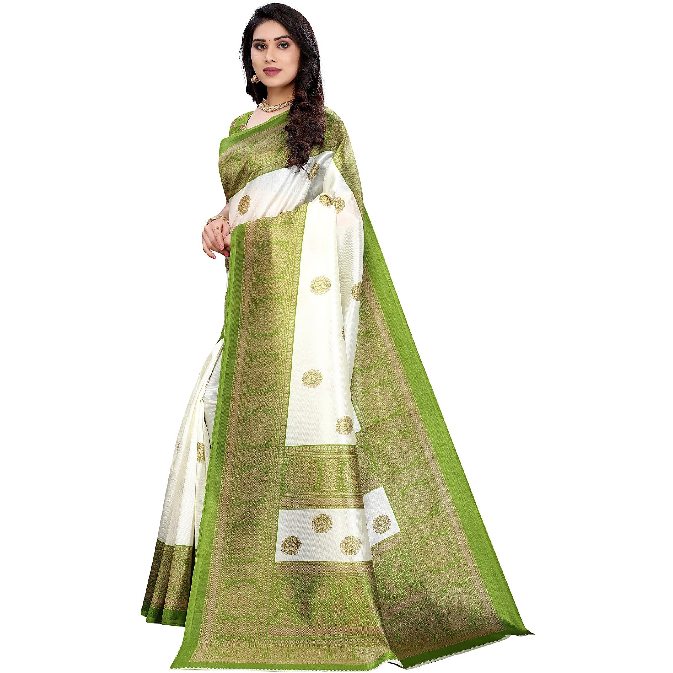 Yashika Women's Art Silk Saree (AAMRAPALI Green