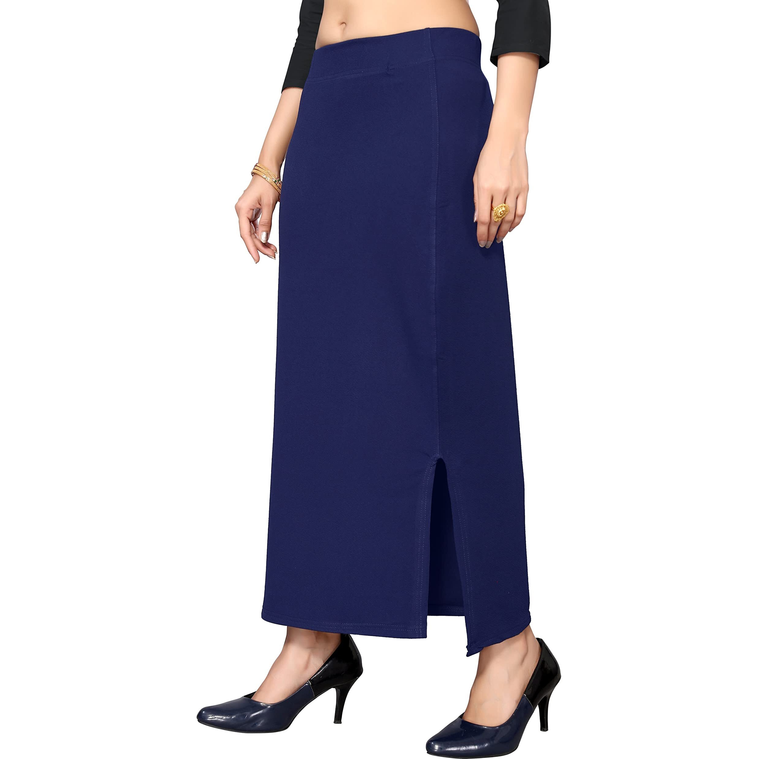 Yashika Women's Full Elastic Lycra Blend Saree Shapewear Petticoat(New-Shape Navy-XL)