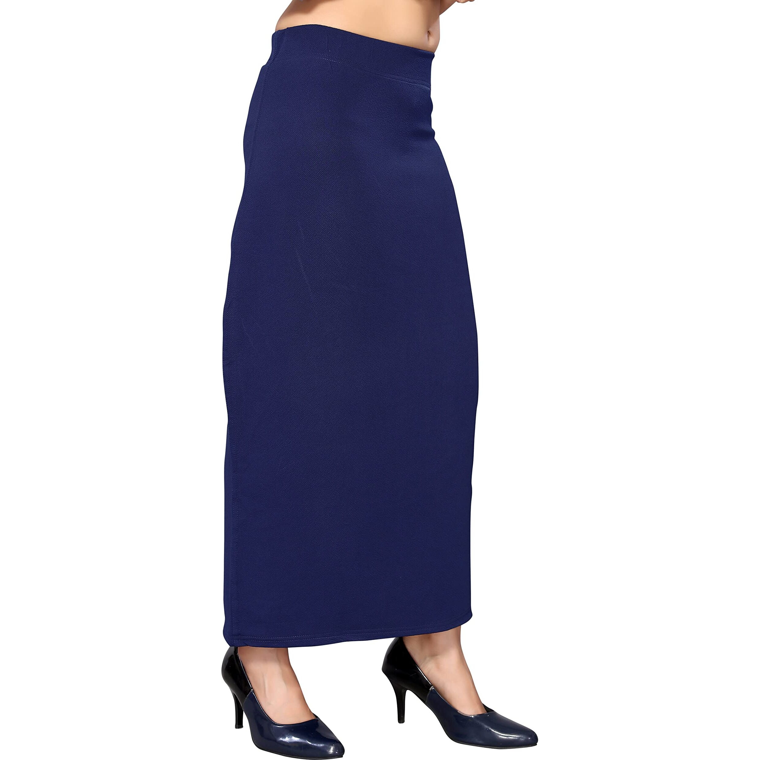 Yashika Women's Full Elastic Lycra Blend Saree Shapewear Petticoat(New-Shape Navy-XL)