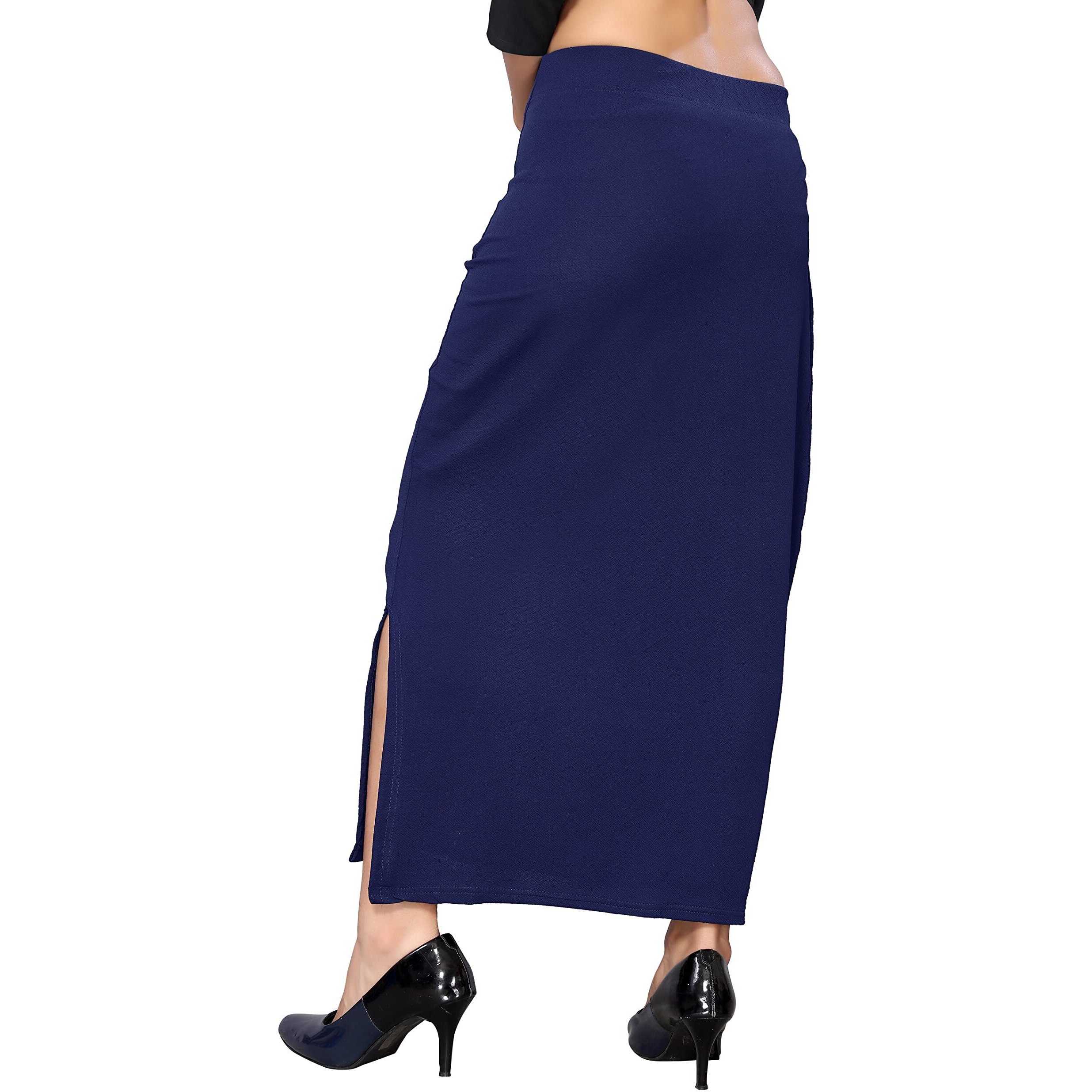Yashika Women's Full Elastic Lycra Blend Saree Shapewear Petticoat(New-Shape Navy-XL)