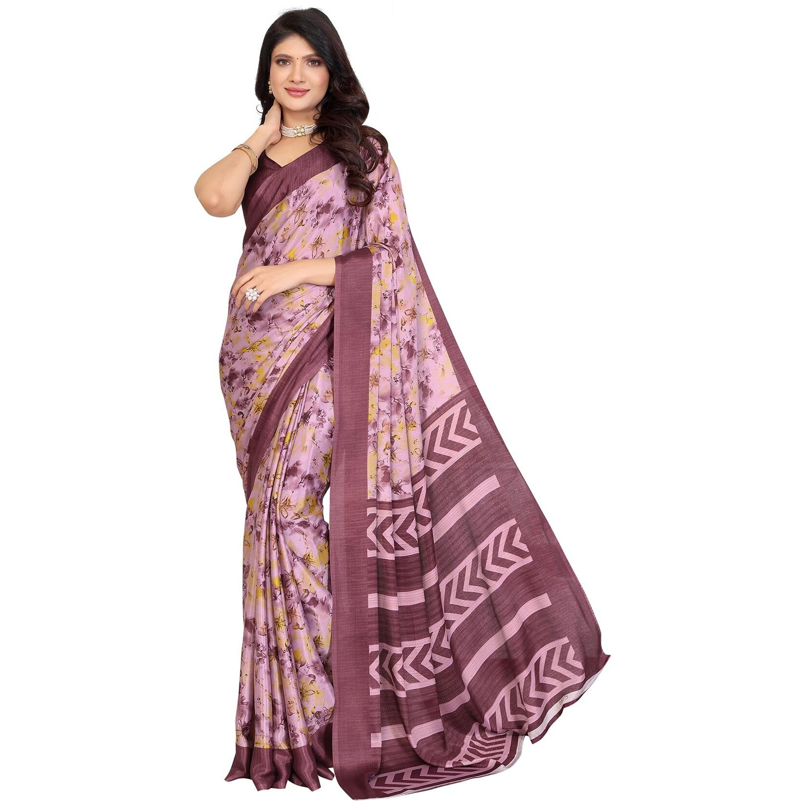 Yashika Women's Tussar Silk Printed Saree With Blouse Material |saree for Women | saree collection 2025 | New Sari | Latest Saree (AZ-YS-P1-SWAPNA PURPLE)