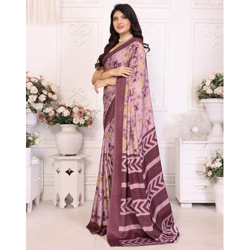 Yashika Women's Tussar Silk Printed Saree With Blouse Material |saree for Women | saree collection 2025 | New Sari | Latest Saree (AZ-YS-P1-SWAPNA PURPLE)