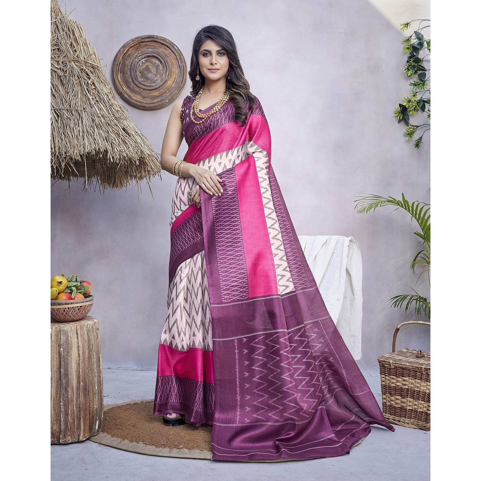Yashika Women's Printed Trendy Art Silk Saree with Blouse Material||Wine Coloured Art Silk Saree||AZ-YS-P4-INSTA WINE
