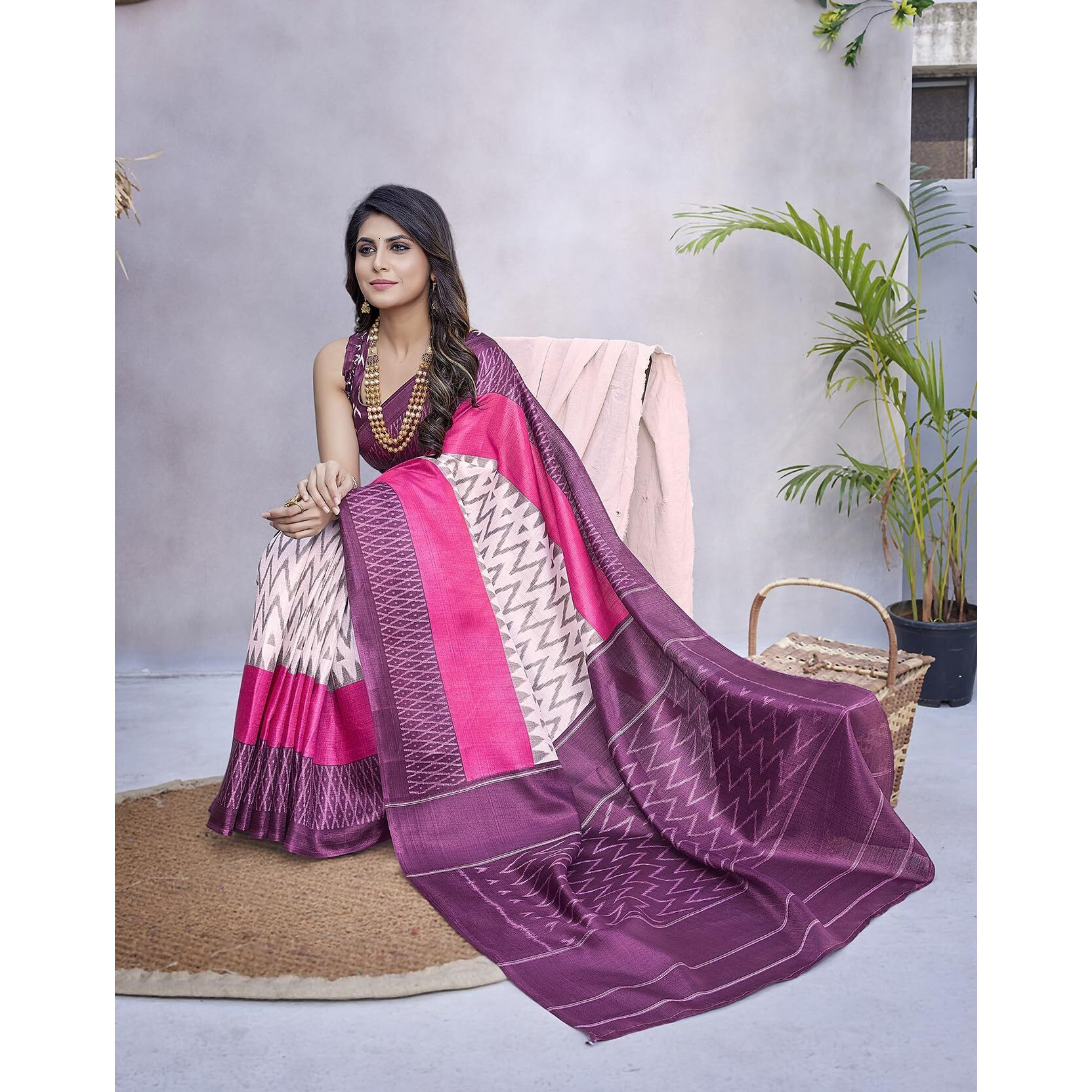 Yashika Women's Printed Trendy Art Silk Saree with Blouse Material||Wine Coloured Art Silk Saree||AZ-YS-P4-INSTA WINE