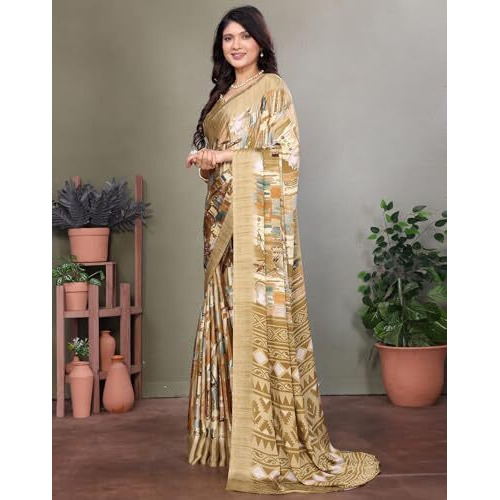 Yashika Women's Tussar Silk Printed Saree With Blouse Material |saree for Women | saree collection 2025 | New Sari | Latest Saree (AZ-YS-P1-NIRMALA YELLOW)
