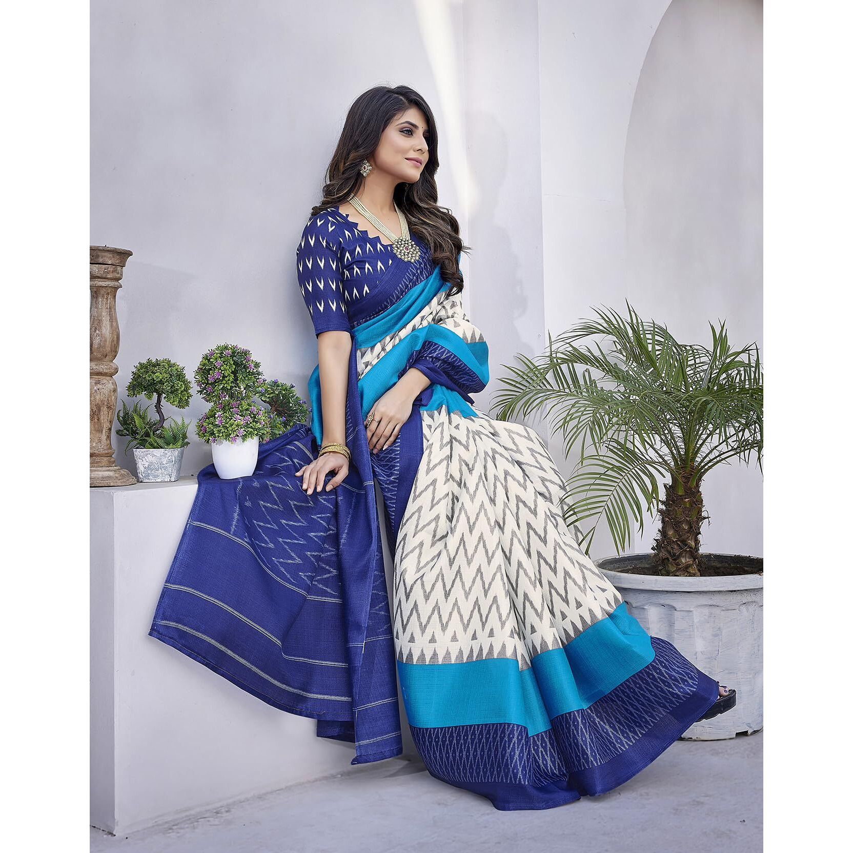Yashika Women's Printed Trendy Art Silk Saree with Blouse Material||Navy Blue Coloured Art Silk Saree||AZ-YS-P4-INSTA NAVY