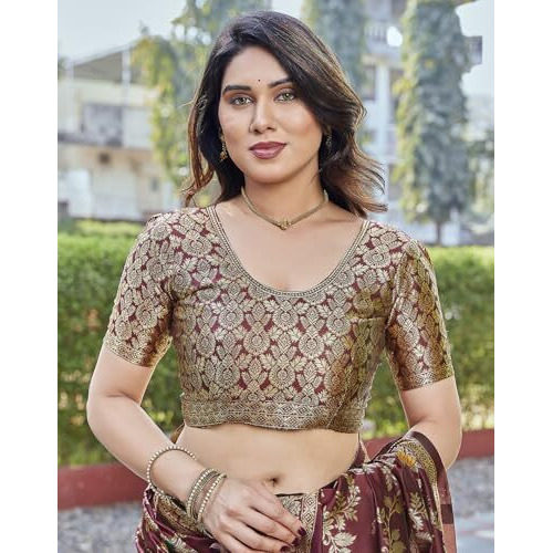 Yashika Women's Banarasi Kanjivaram Art Silk Saree Set with Blouse |saree for Women | Saree | New Sari | Latest Saree (AZ-YS-P1-SIRISHA MAROON)