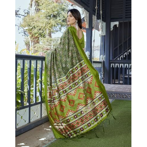 Yashika Women's Printed Art Silk Women Saree Kanjivaram Saree with Blouse Material |saree for Women | Saree | New Sari | Latest Saree (AZ-YS-P1-KAPALI GREEN JHALAR)