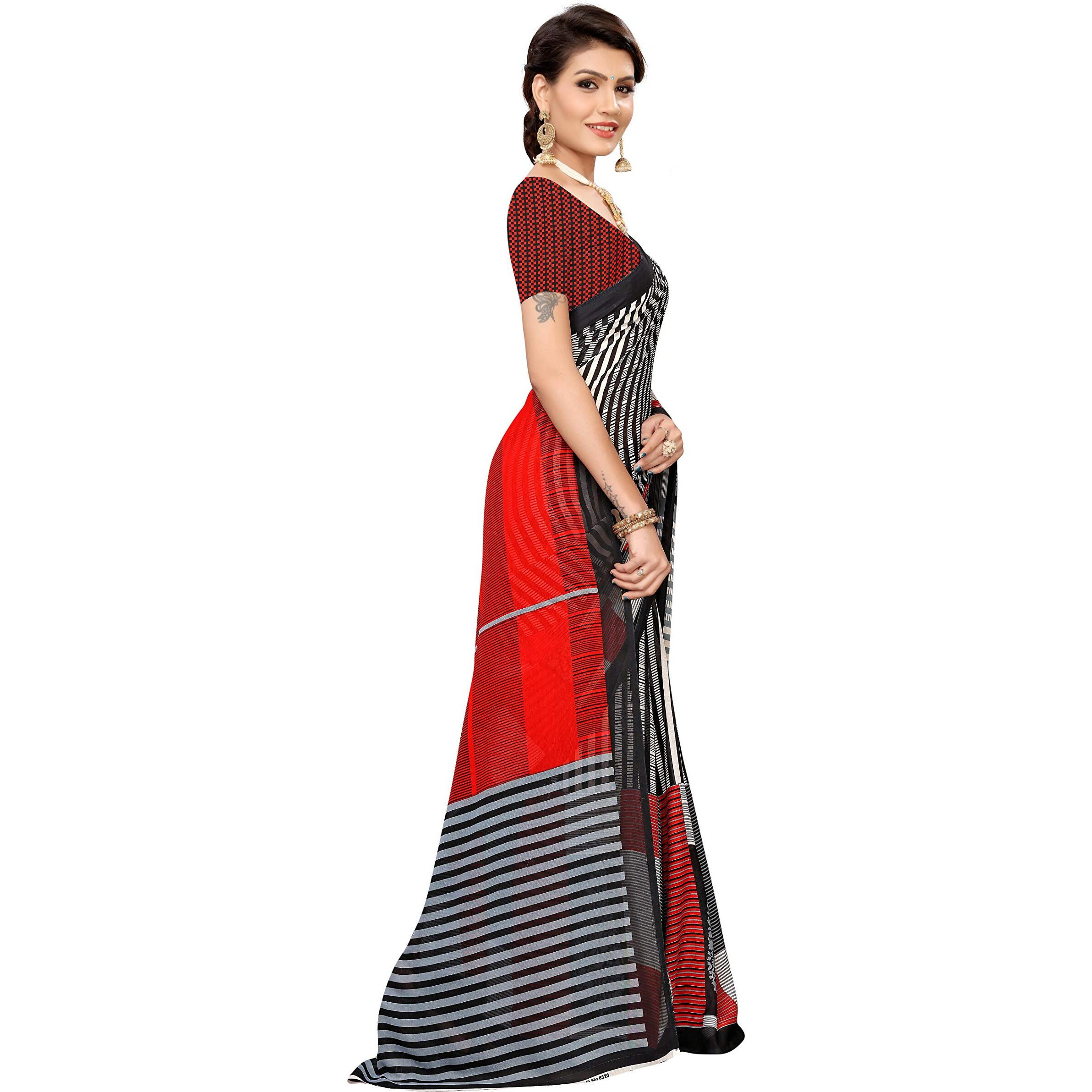 Yashika Georgette with Blouse Piece Saree (SDPL-Shivani_Black_Free Size)