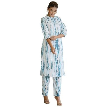 Yashika Regular Printed Cotton Blend Straight Kurta Pant Set-Elegant Ethnic Wear Ensemble Modern Women, Perfect for Any Occasion (AZ-YS-P5-KS2119-XL_Sky Blue