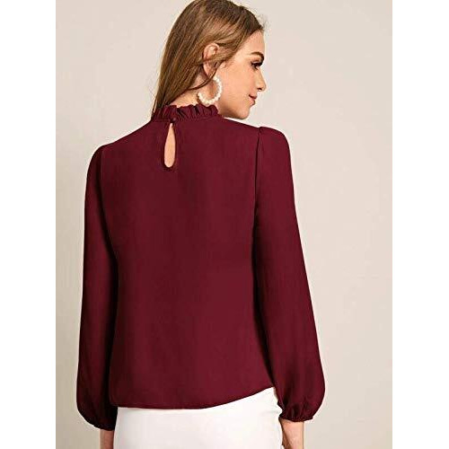 ANNI DESIGNER Women's Maroon Color Western Top (Lantern Maron TOP_L)