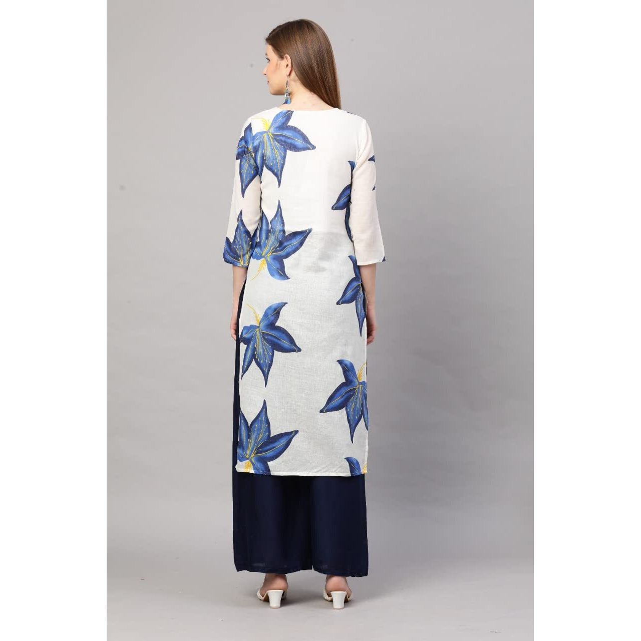 ANNI DESIGNER Women's Cotton Blend Kurta (KT-COT-10093_BLUE_Light Small)