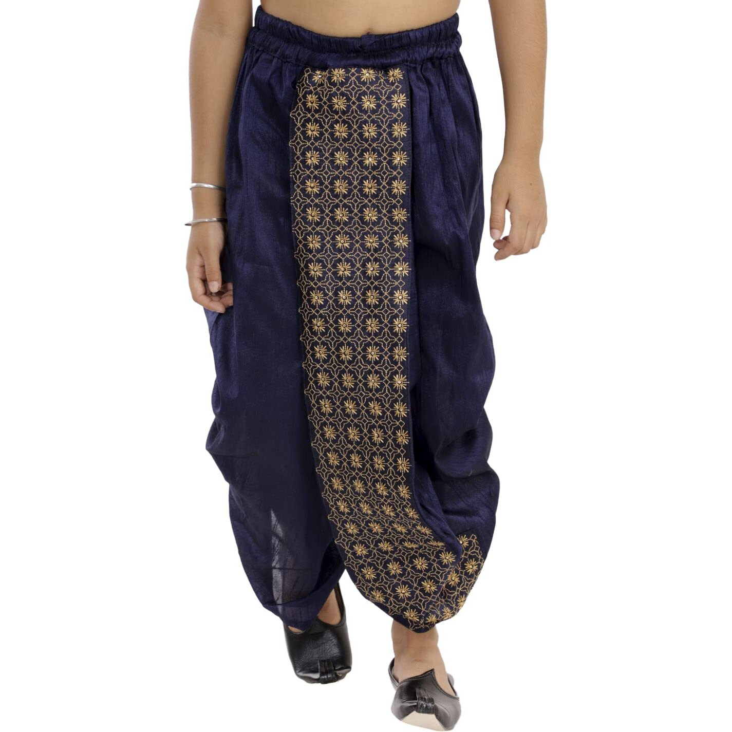 VASTRAMAY Boys' Navy Blue Traditional Embroidered Dhoti_VASBDT010NB_24