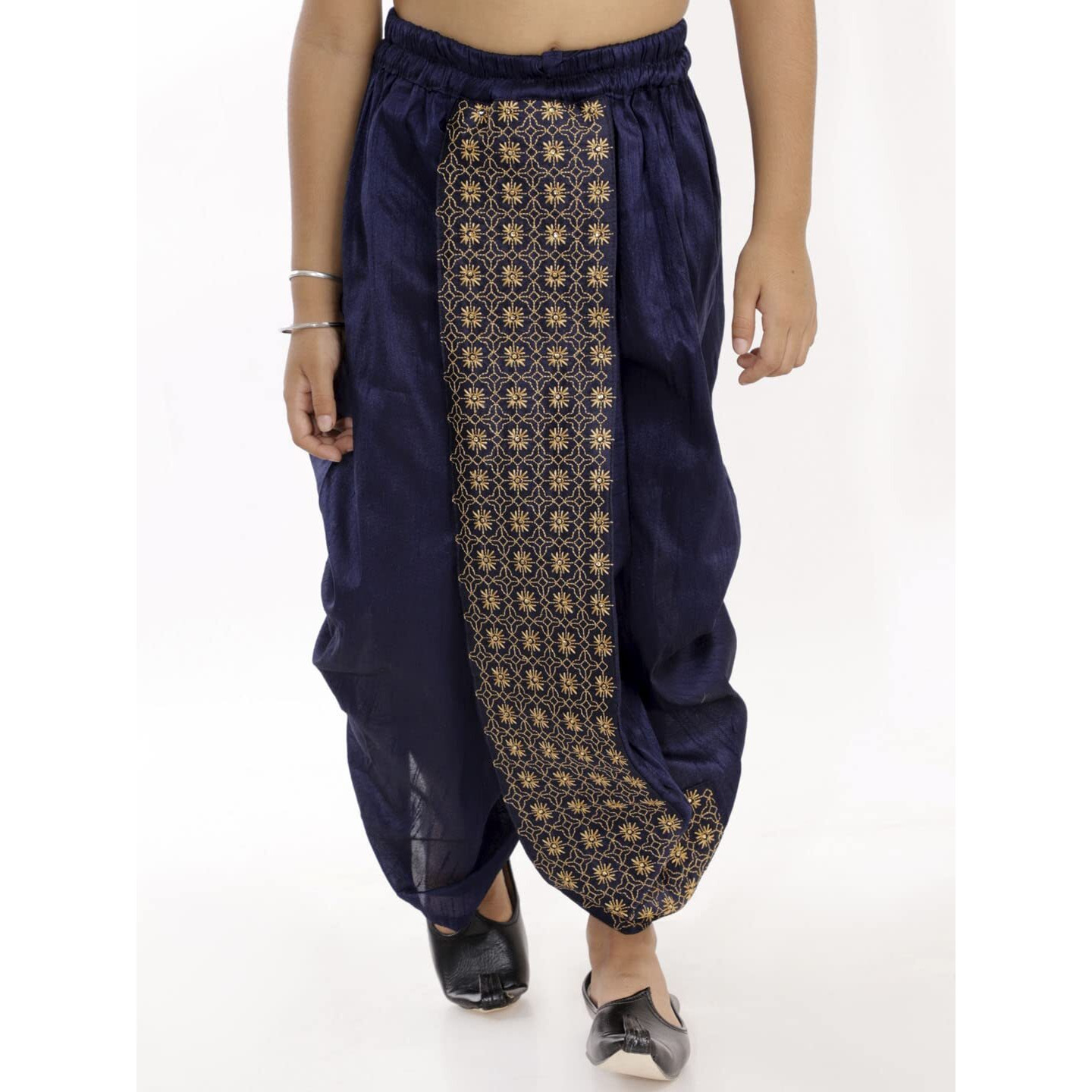 VASTRAMAY Boys' Navy Blue Traditional Embroidered Dhoti_VASBDT010NB_24