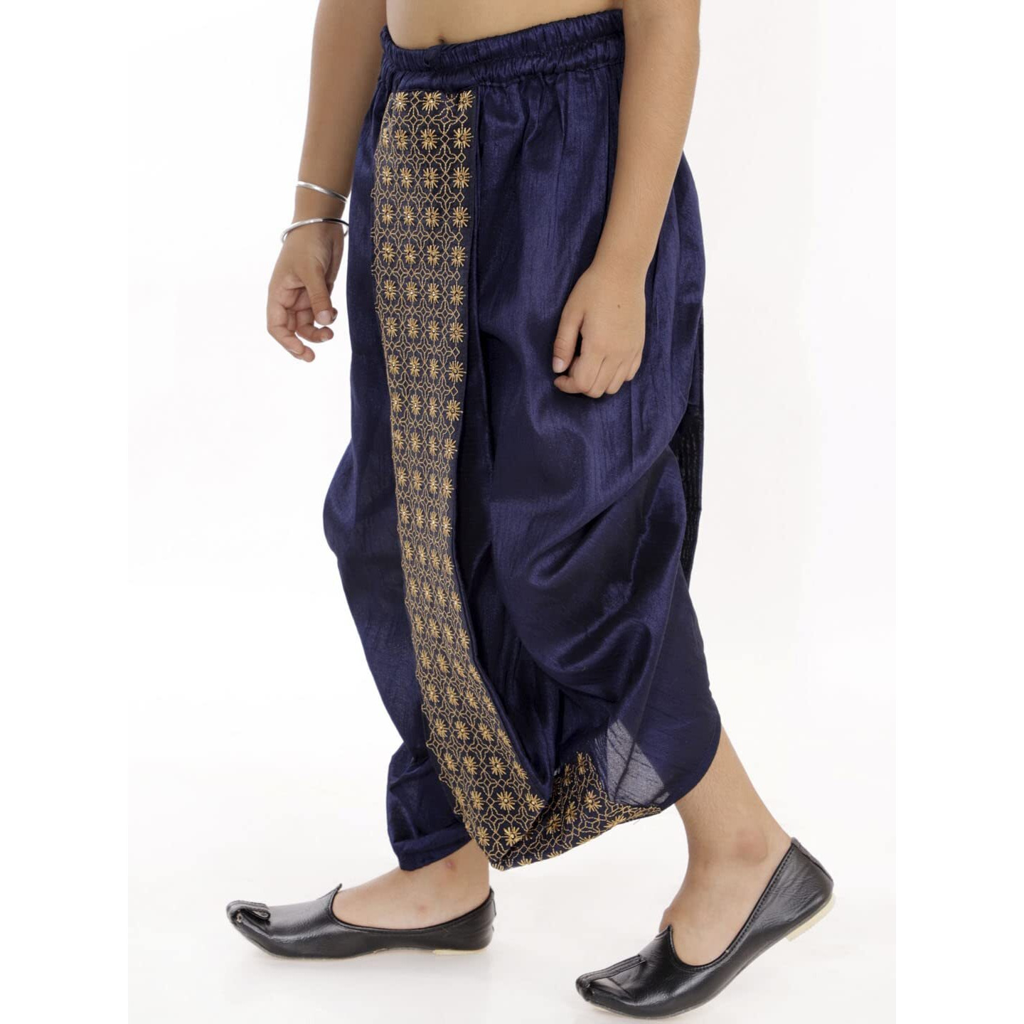 VASTRAMAY Boys' Navy Blue Traditional Embroidered Dhoti_VASBDT010NB_24