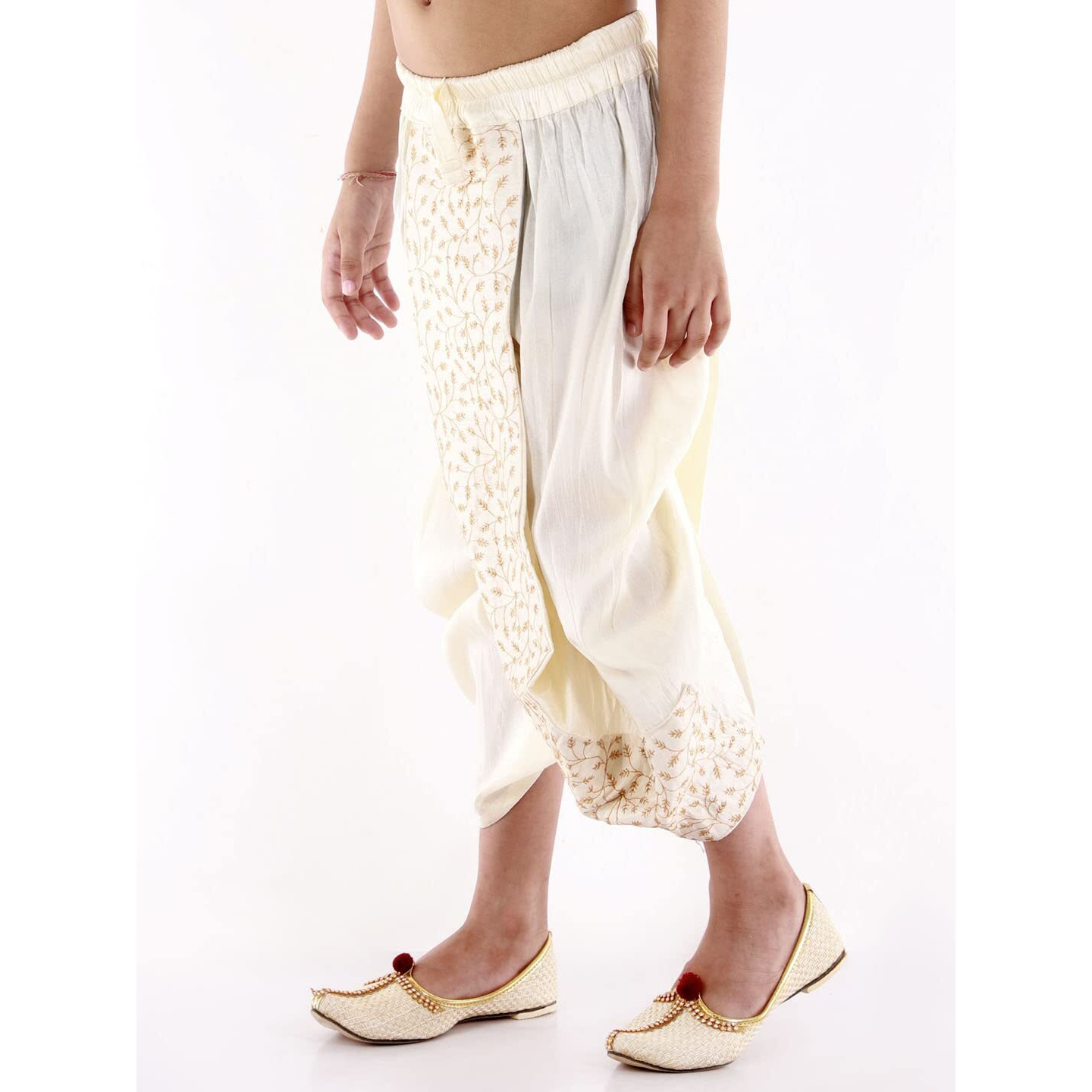 VASTRAMAY Boys' Cream Traditional Embroidered Dhoti_VASBDT011CR_32