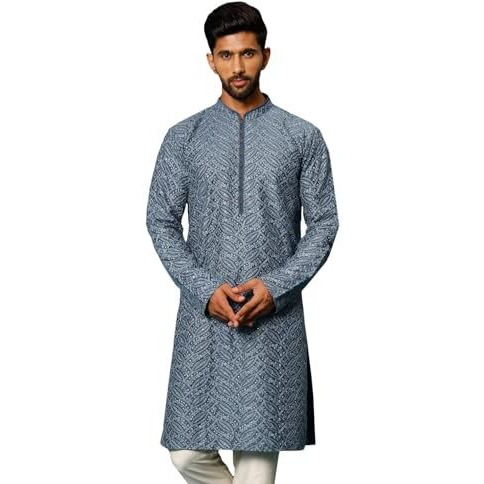 VASTRAMAY Men's Blue Rayon Cotton Kurta_VSHRMK263_38