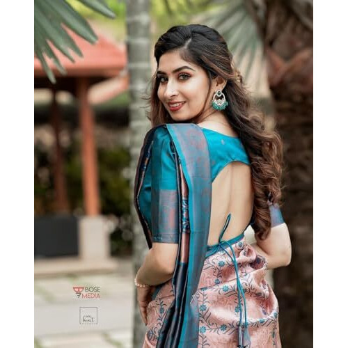 Yashika Women Kanjivaram Silk Weaving Banarasi Saree With Blouse Material |saree for Women | saree collection 2025 | New Sari | Latest Saree (AZ-YS-OG-SUKRITA PEACH)