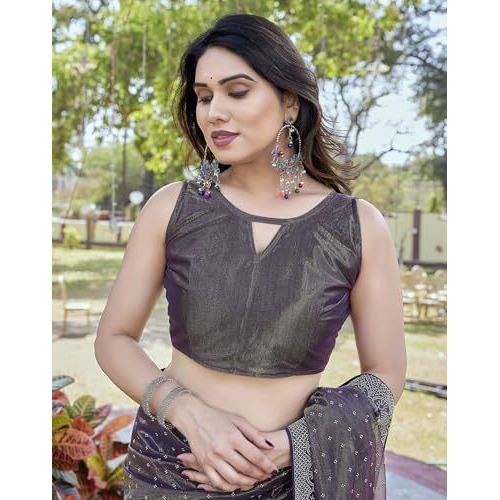 Yashika Women's New Bollywood Soft Tissue Silk Saree With Blouse Material |saree for Women | New Sari | Latest Saree (AZ-YS-P1-CHAITRA PURPLE)