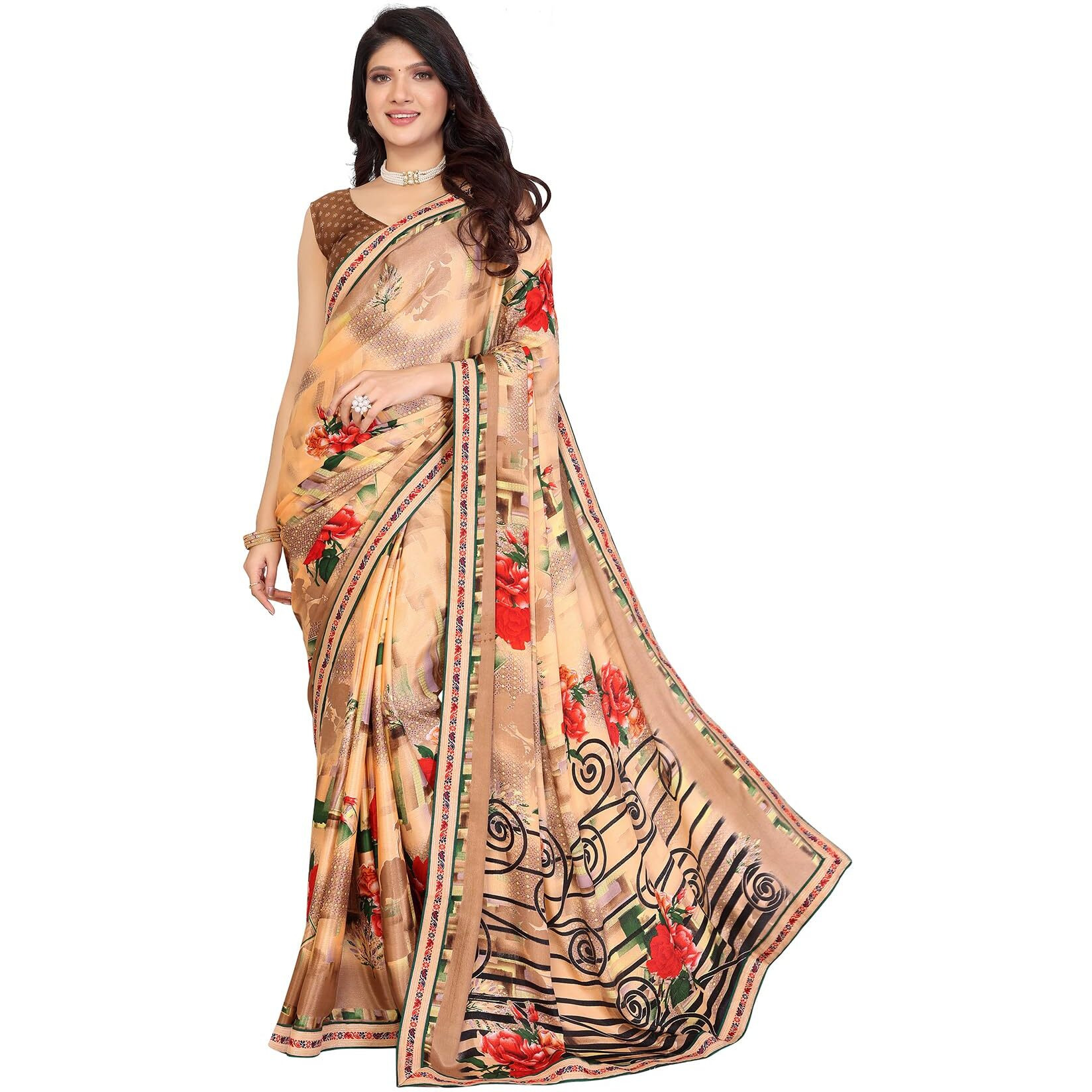 Yashika Women's Tussar Silk With Lace Printed Sari Saree with Blouse|saree for Women | Saree | New Sari | Latest Saree (AZ-YS-P1-ANUJA ORANGE LACE)